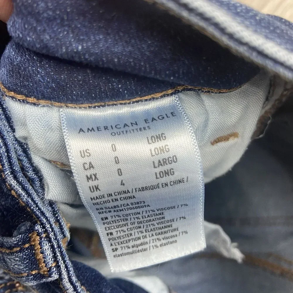 American Eagle Next Level Stretch High Waisted Skinny Dark‎ Blue 0 Long - Picture 11 of 12